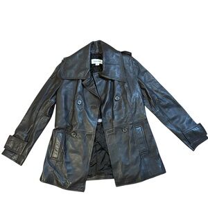 Vintage 90s Calvin Klein Leather Trench Coat